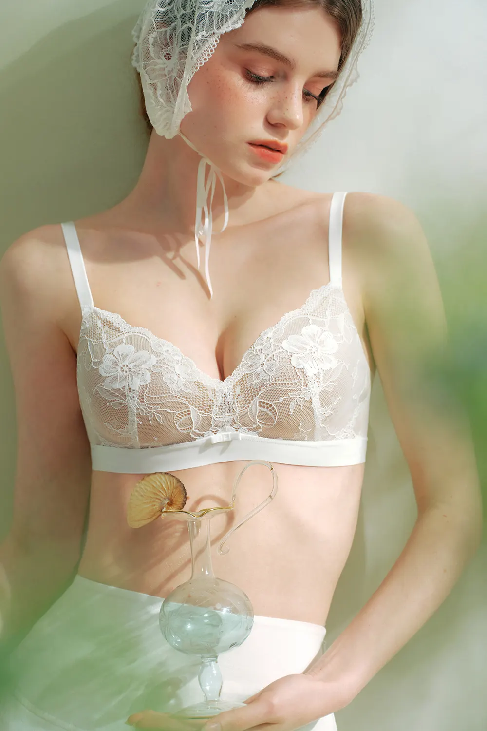 Lace Push Up Plunge Floral Bras Set