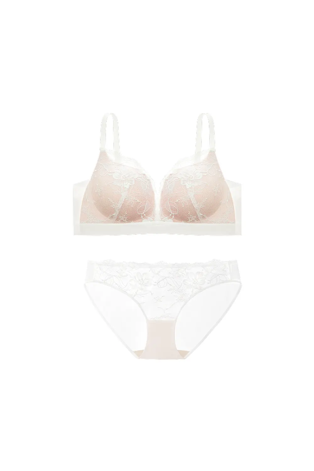 Lace Push Up Plunge Floral Bras Set