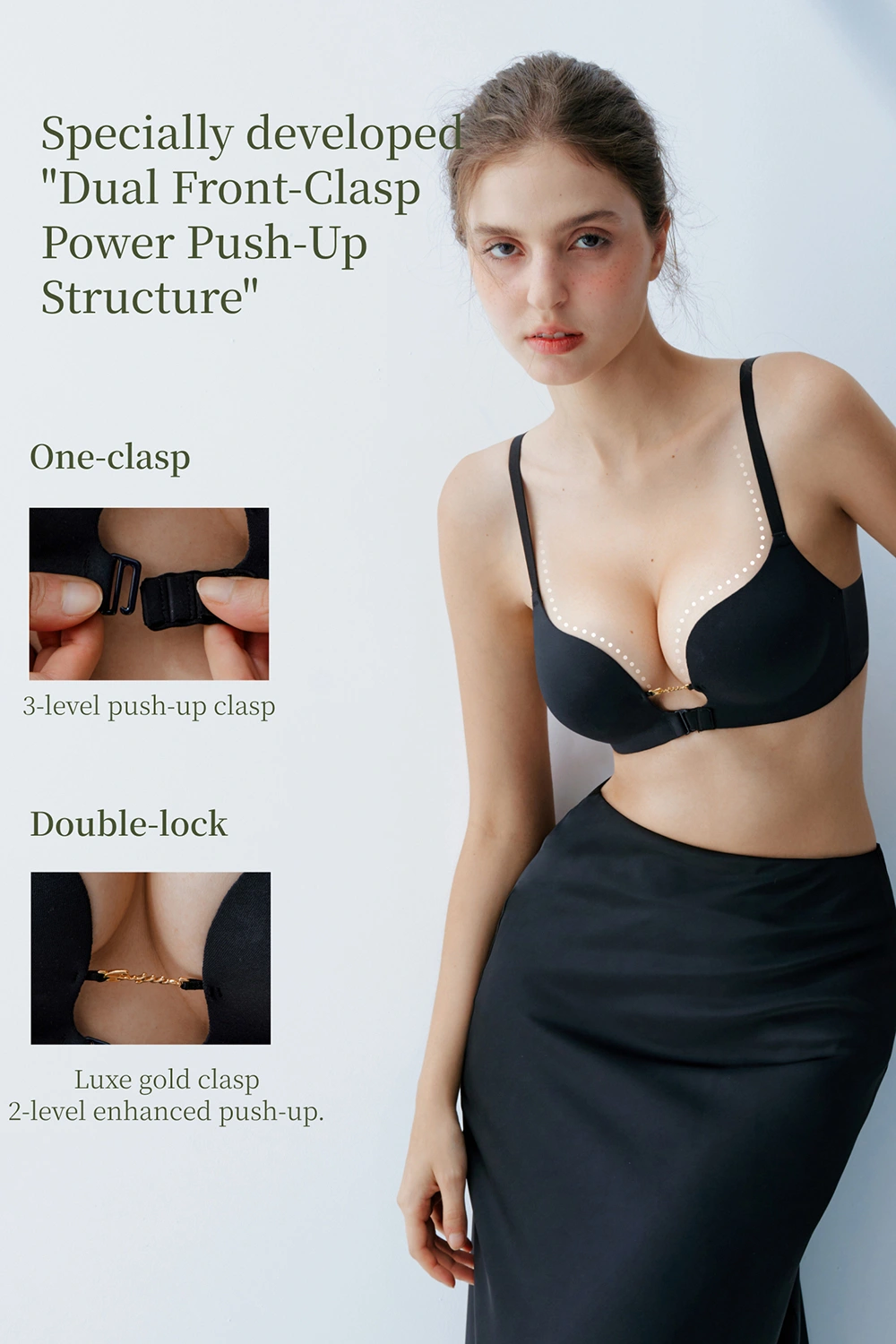 Front Closure Push Up Plunge Bras