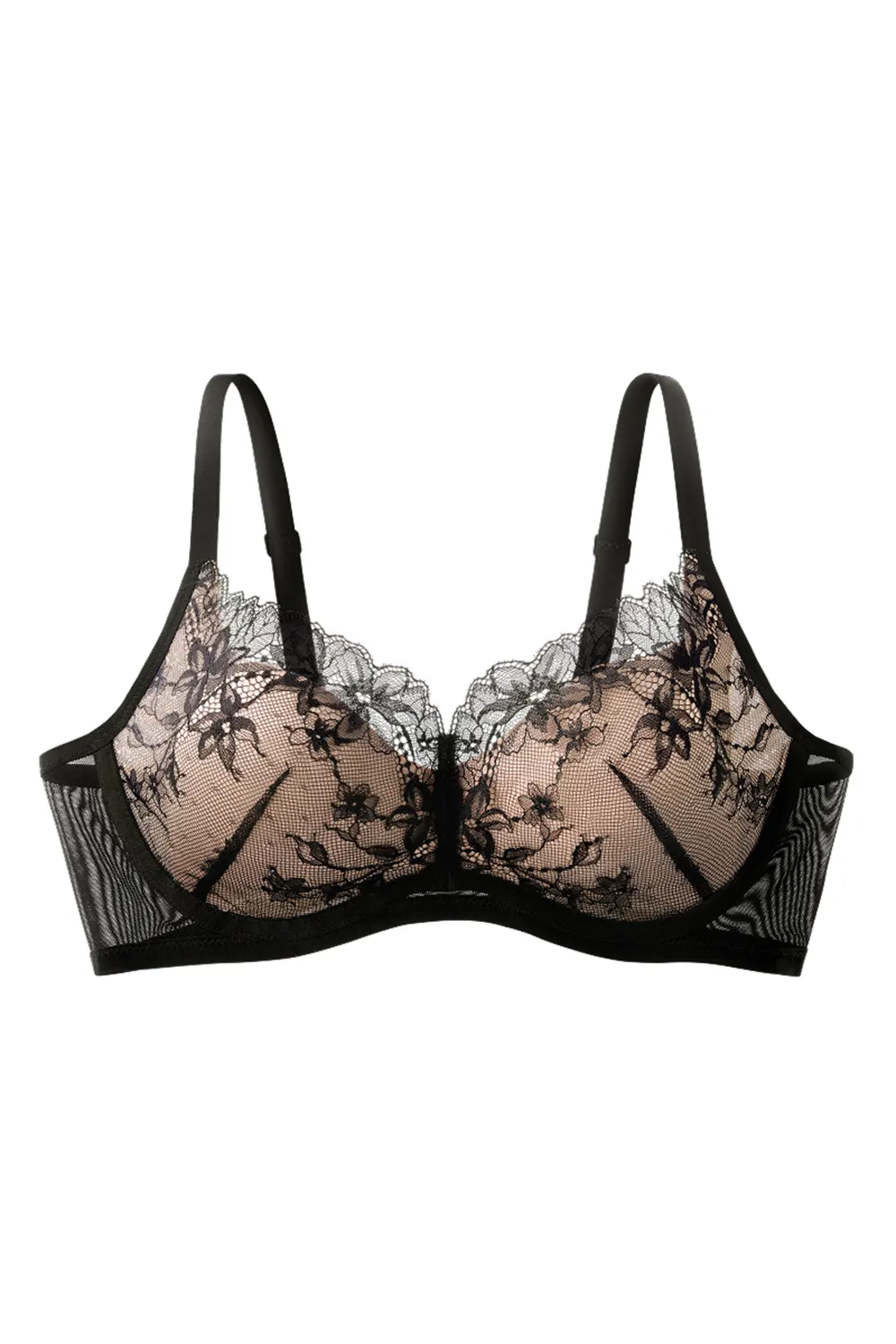 Plus Size Push Up Soft Support Minimizer Thin Lace Bra