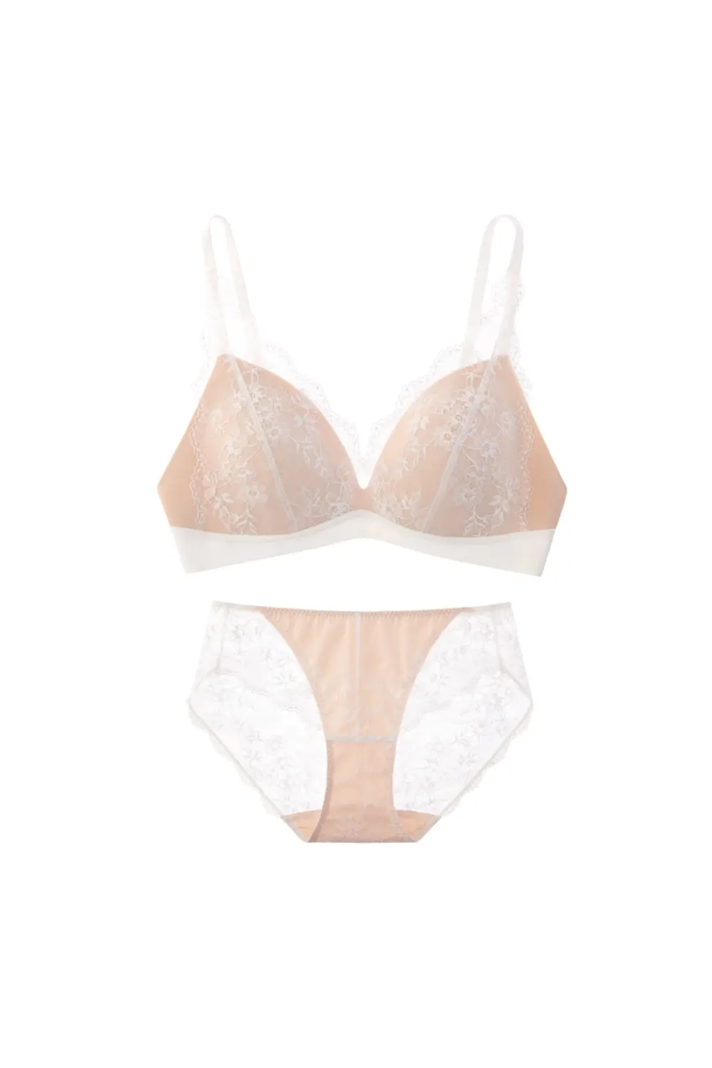 Lace Plunge Comfort Small Chest Bras and Panty Set