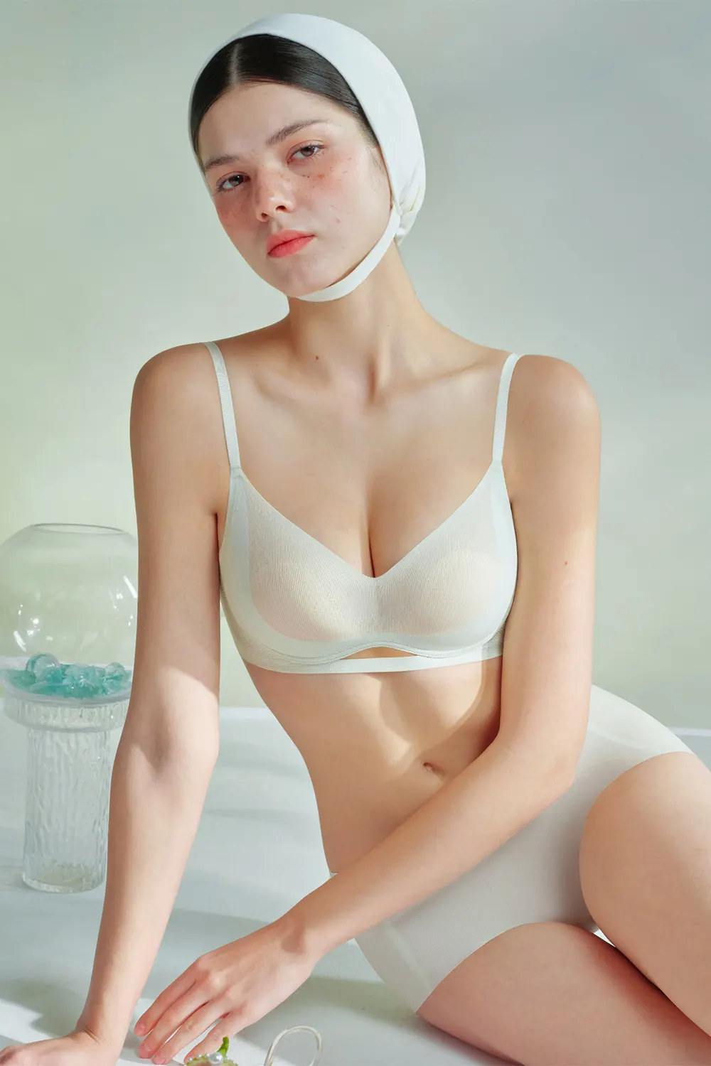 Cooling Wireless Push Up Thin Seamless Bra