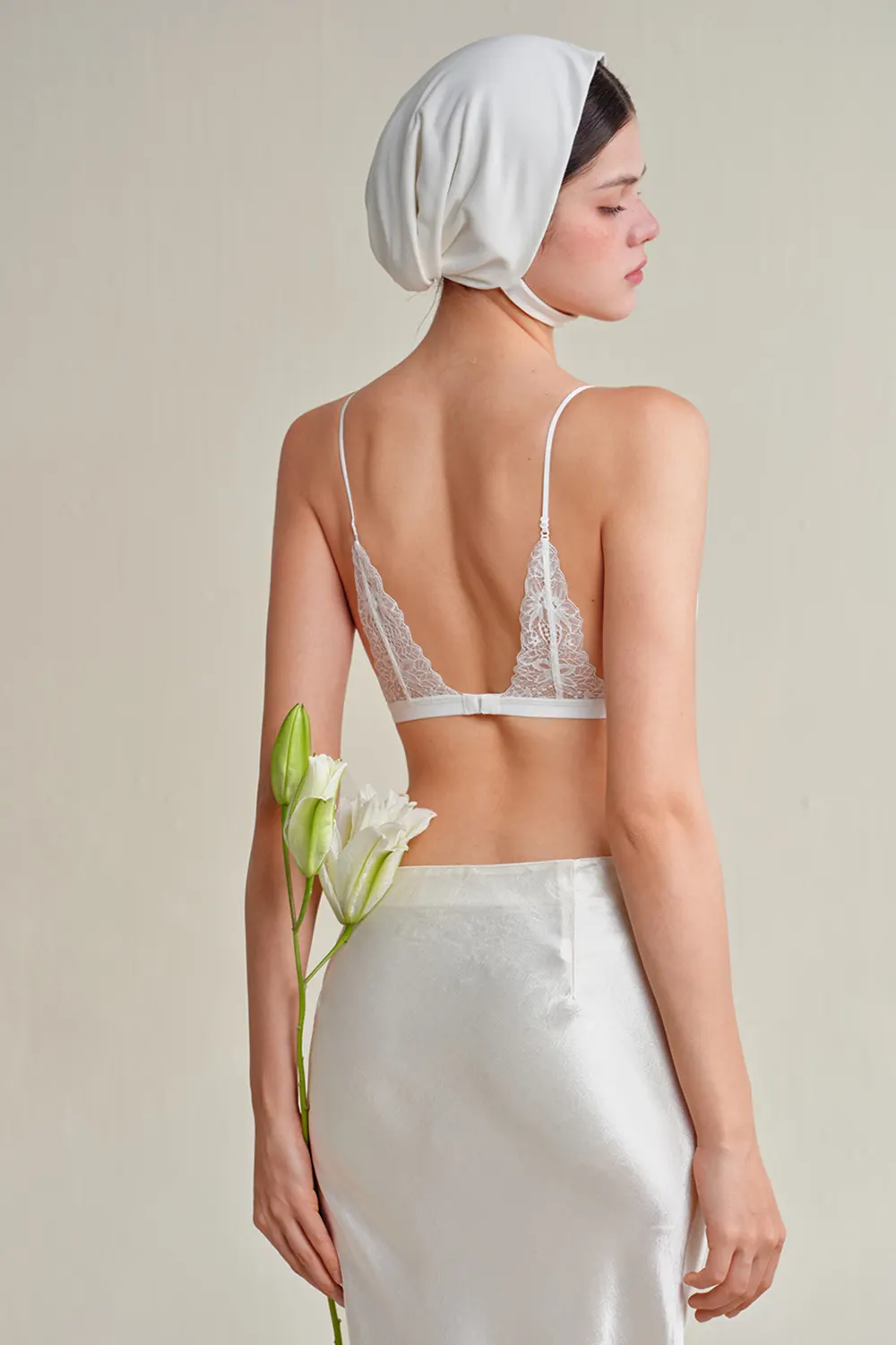 Sexy Lace Triangle Cup  Backless Wireless Ultra-Thin Romantic French Bra
