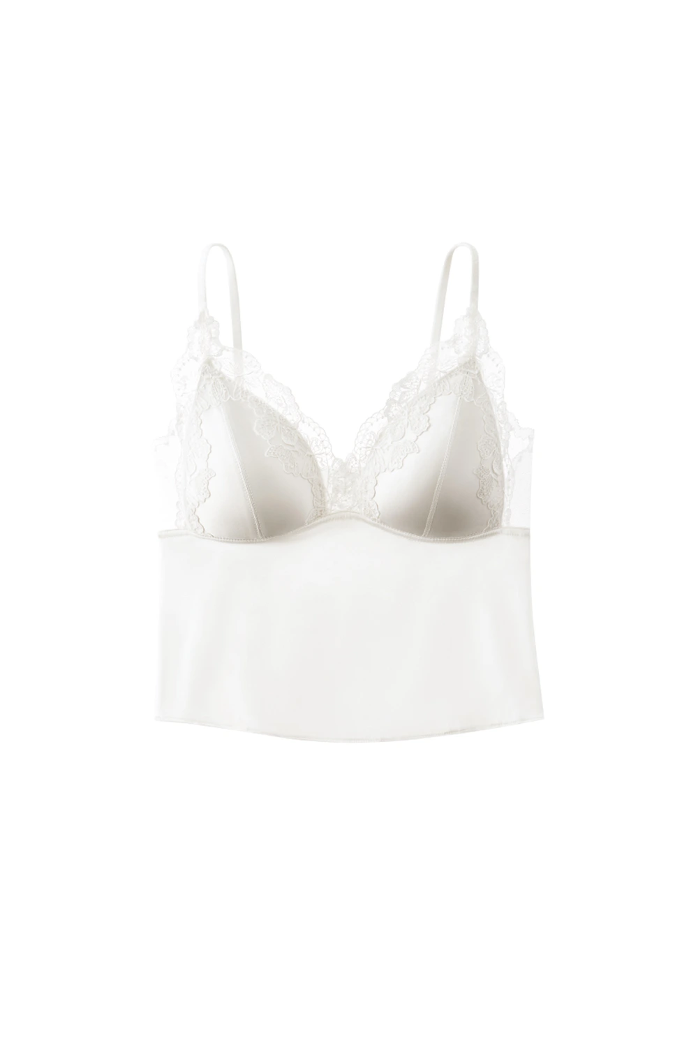 Lace Spliced Triangle Cup Satin Camisole Tops