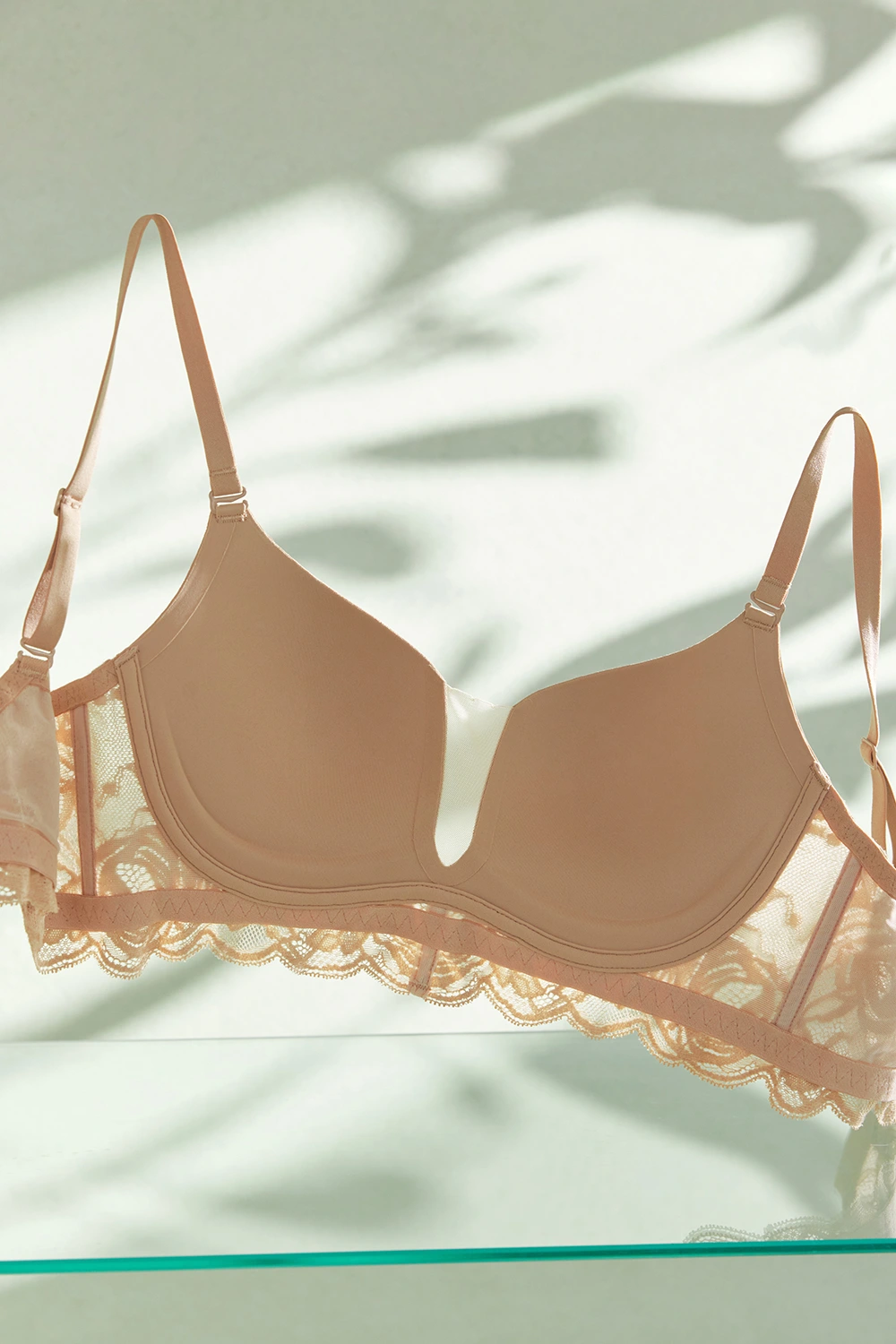 Plunge Lace Mesh Push Up Wireless Small Chest Bras