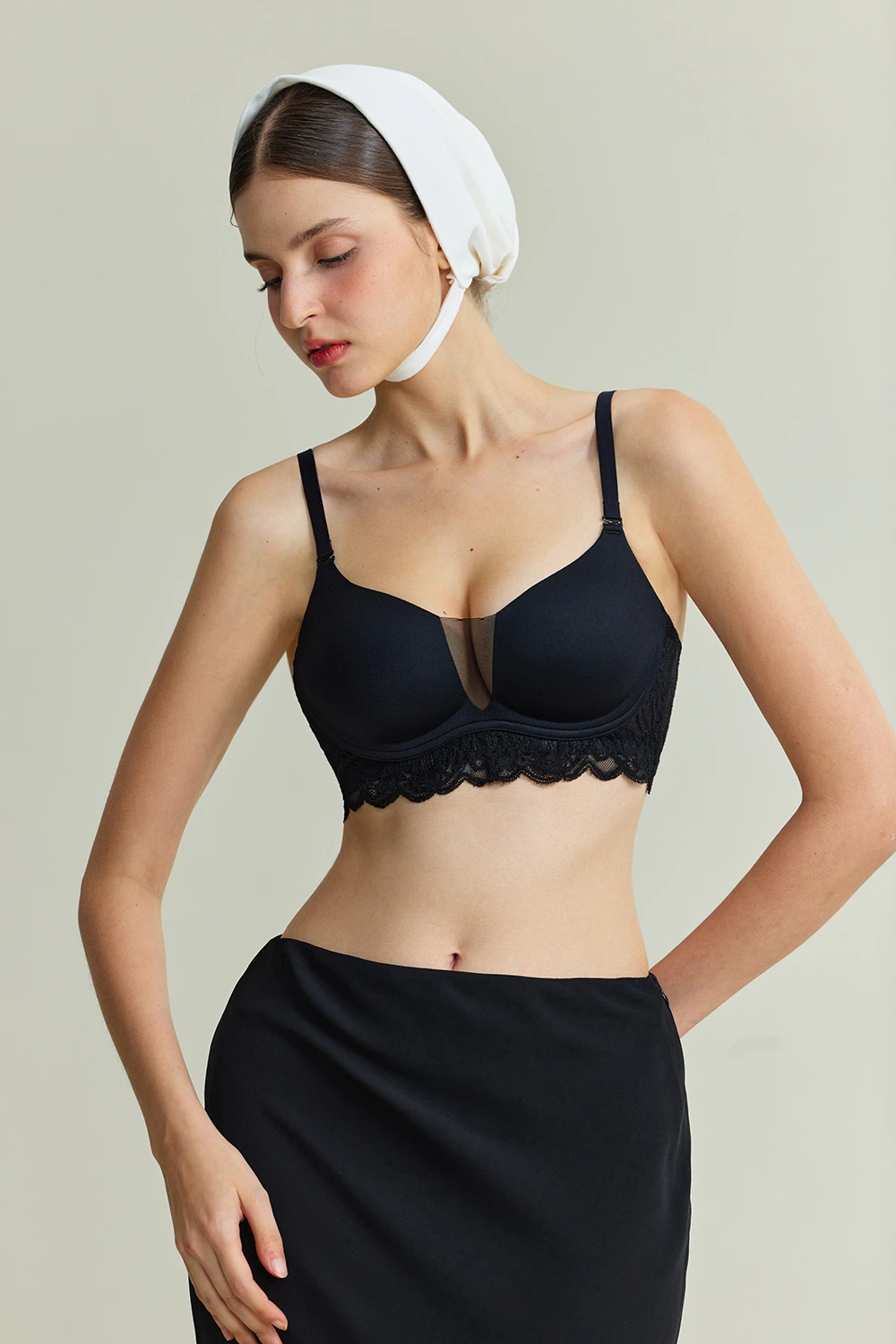 Plunge Lace Mesh Push Up Wireless Small Chest Bras