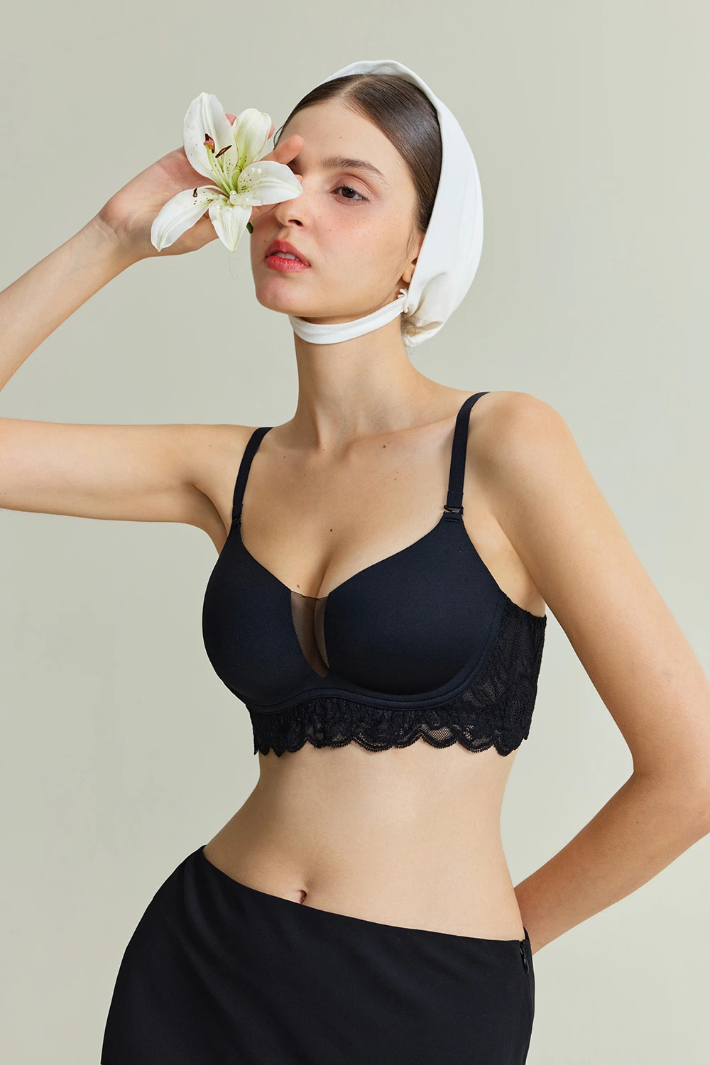 Plunge Lace Mesh Push Up Wireless Small Chest Bras