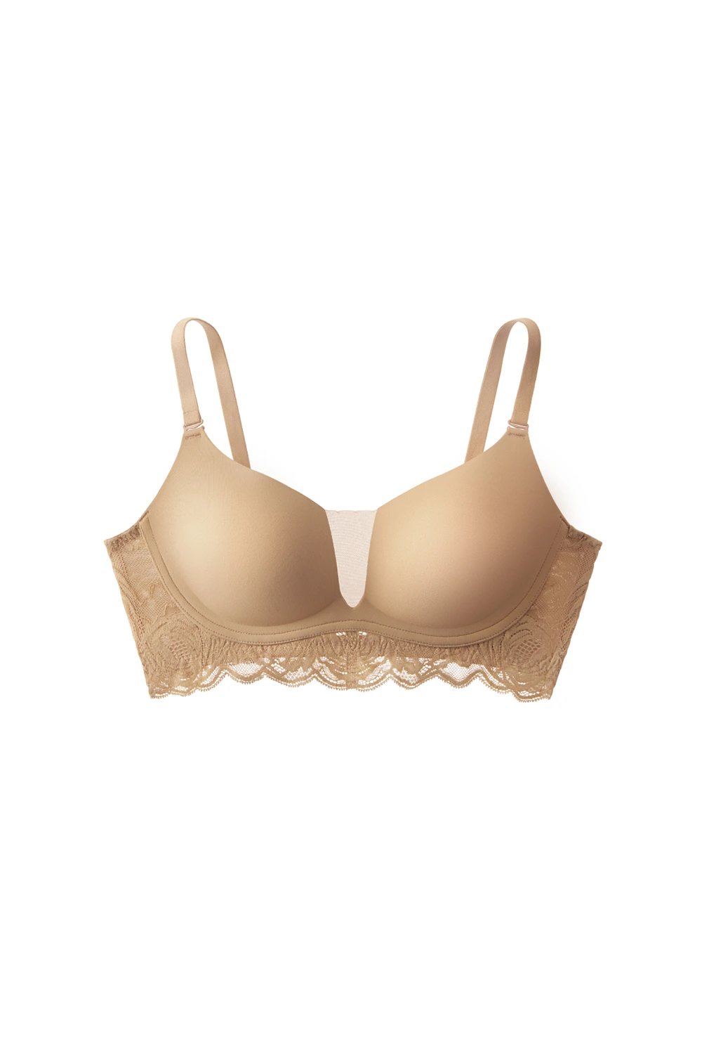 Plunge Lace Mesh Push Up Wireless Small Chest Bras