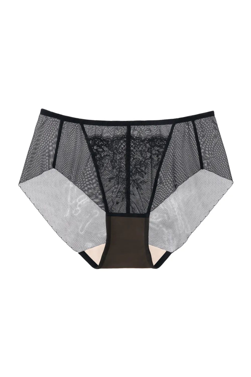 Lace Embroidered Mid Waist Thin Breathable Panties