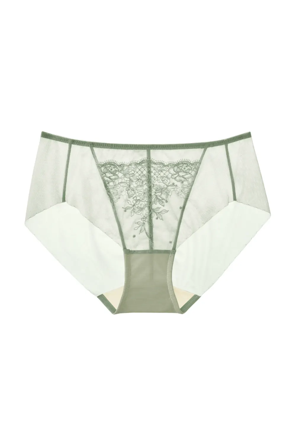 Lace Embroidered Mid Waist Thin Breathable Panties