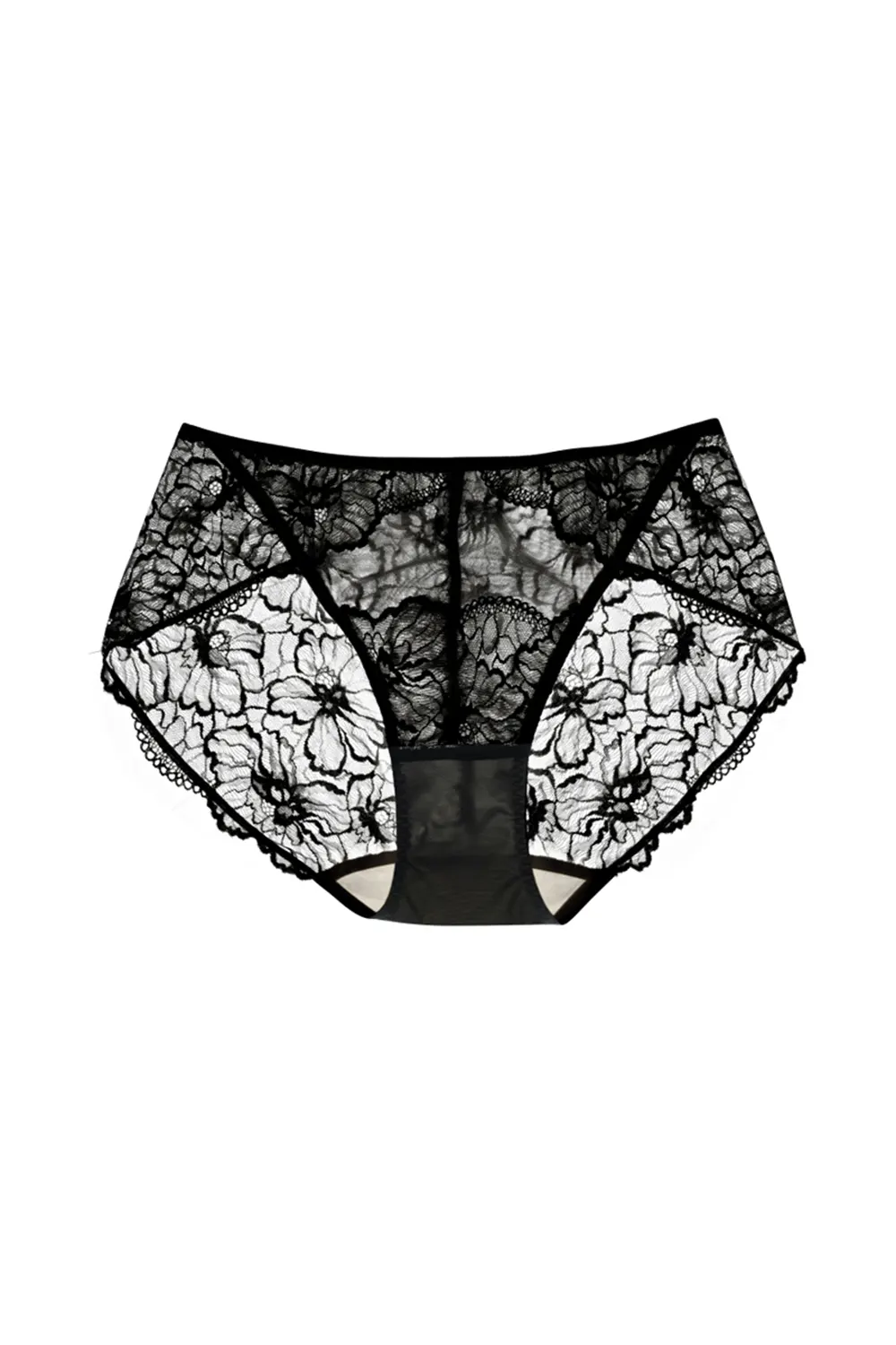 French Mid Waist Breathable Antibacterial Lace Panties