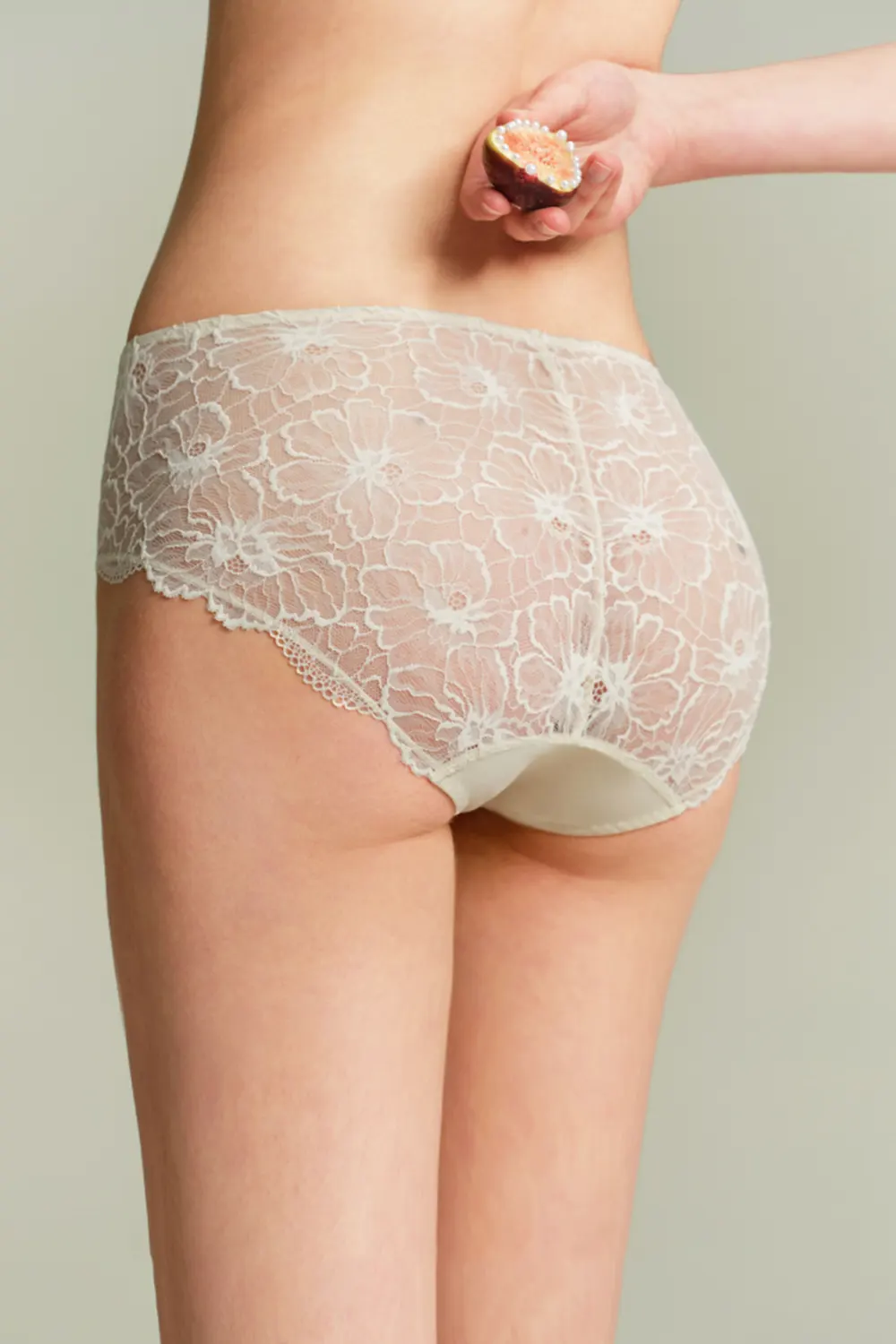 French Mid Waist Breathable Antibacterial Lace Panties
