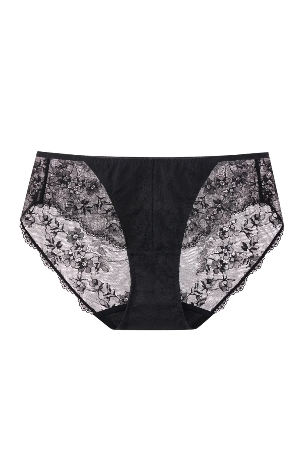 Mid Waist Breathable Thin French Lace Brief