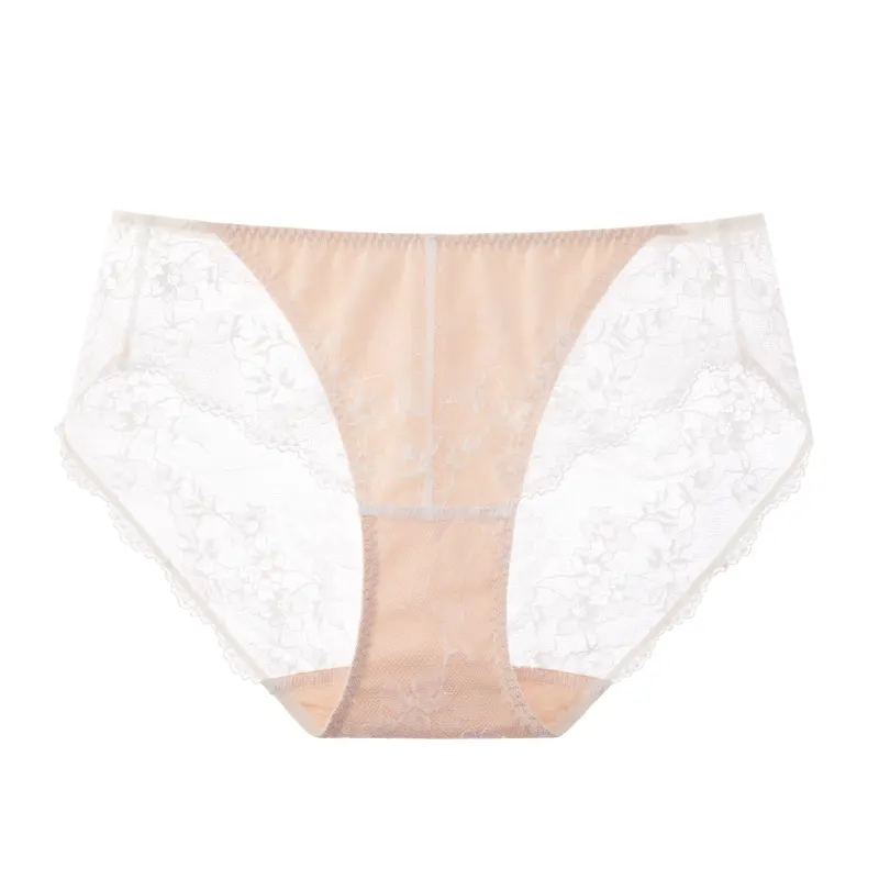 Mid Waist Breathable Thin French Lace Brief