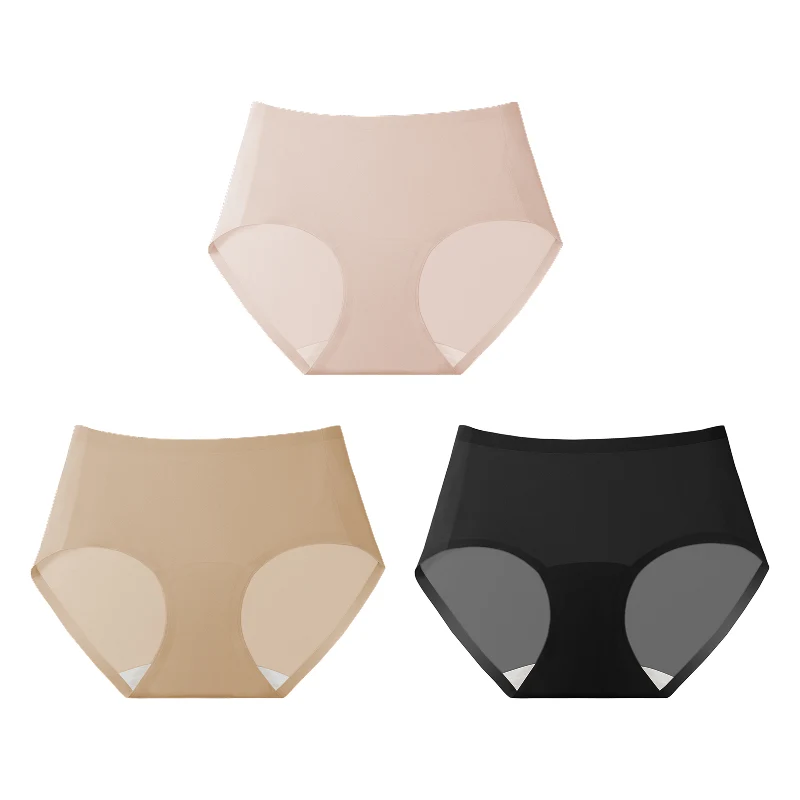 3pcs/Lot Summer Invisible Mid-waist Breathable Ice Silk Panties