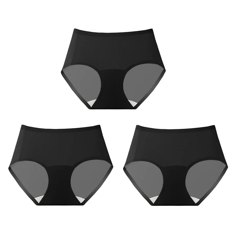 3pcs/Lot Summer Invisible Mid-waist Breathable Ice Silk Panties