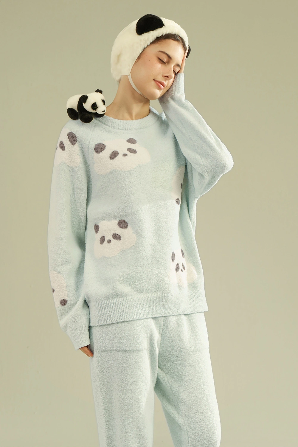 Winter Panda Graphic Cute Pajamas Sets