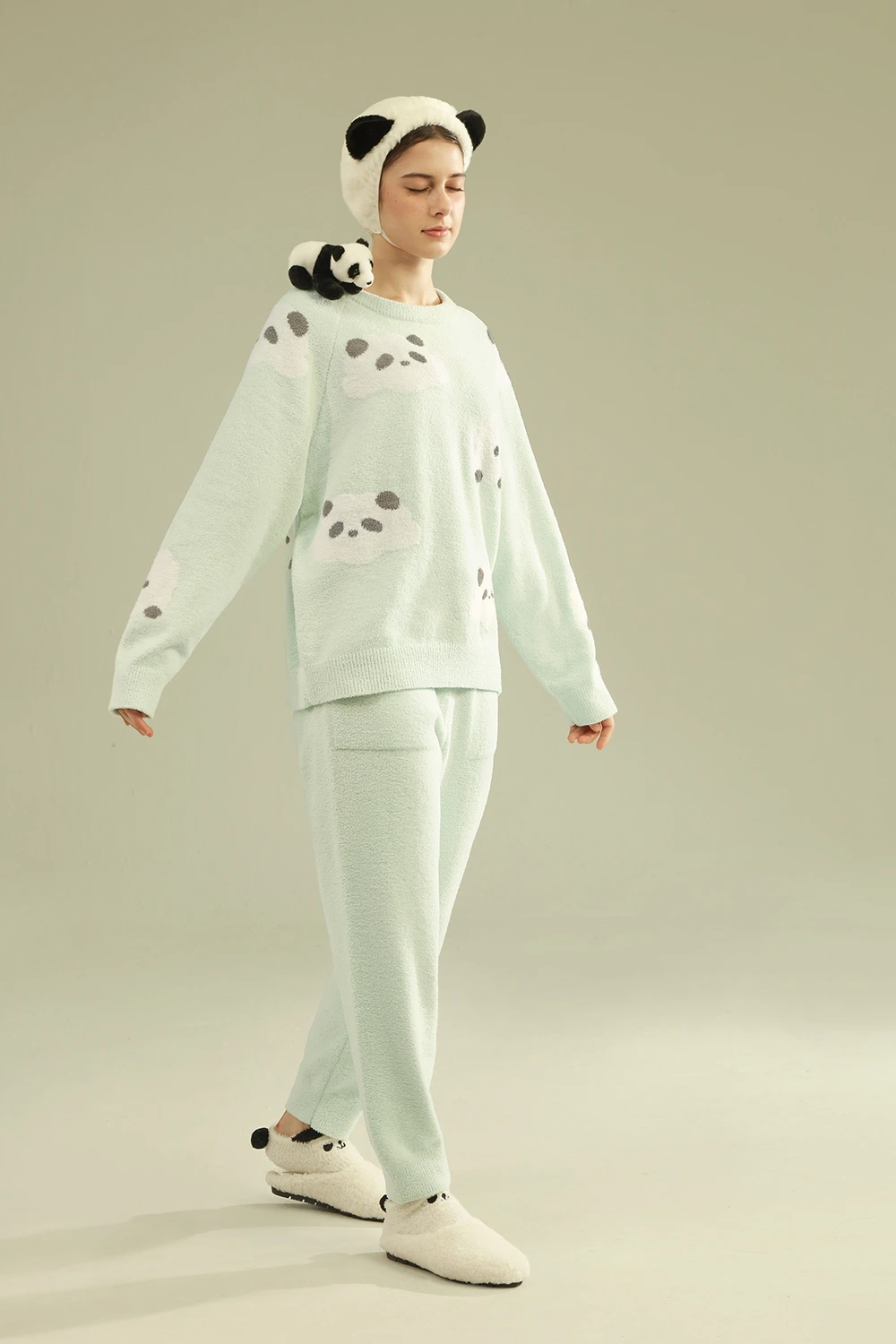 Winter Panda Graphic Cute Pajamas Sets