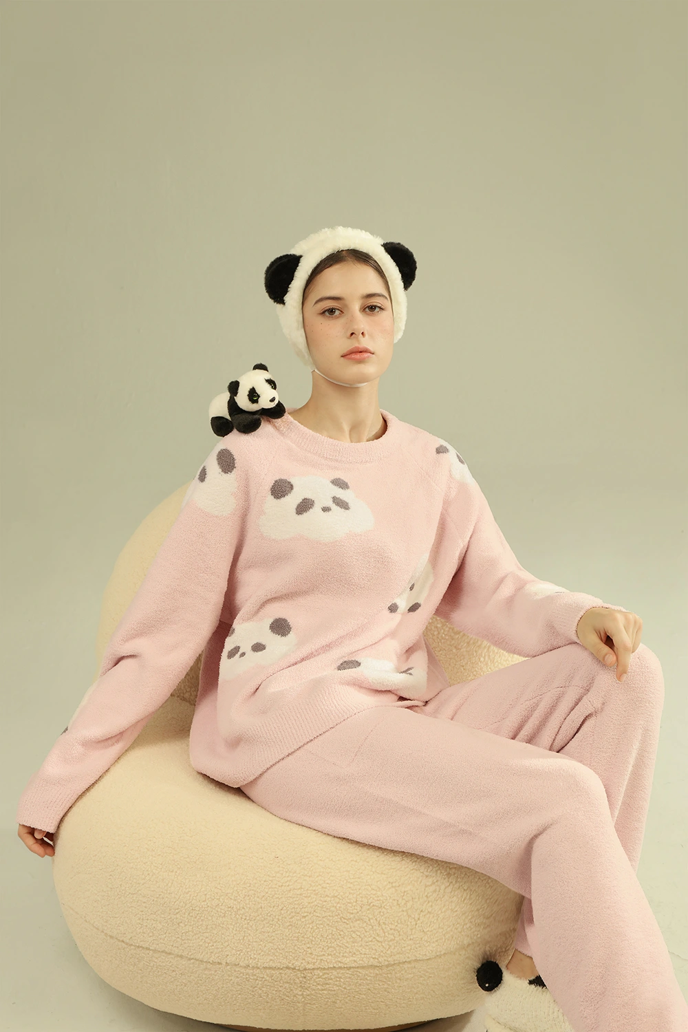 Winter Panda Graphic Cute Pajamas Sets