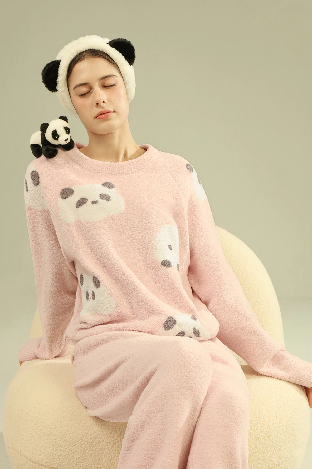 Winter Panda Graphic Cute Pajamas Sets