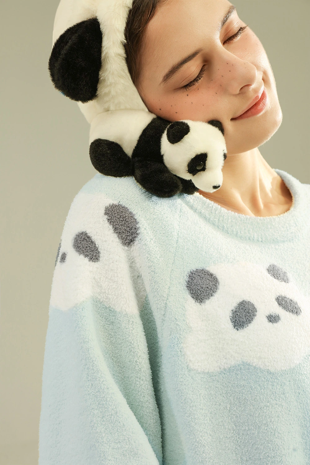 Winter Panda Graphic Cute Pajamas Sets