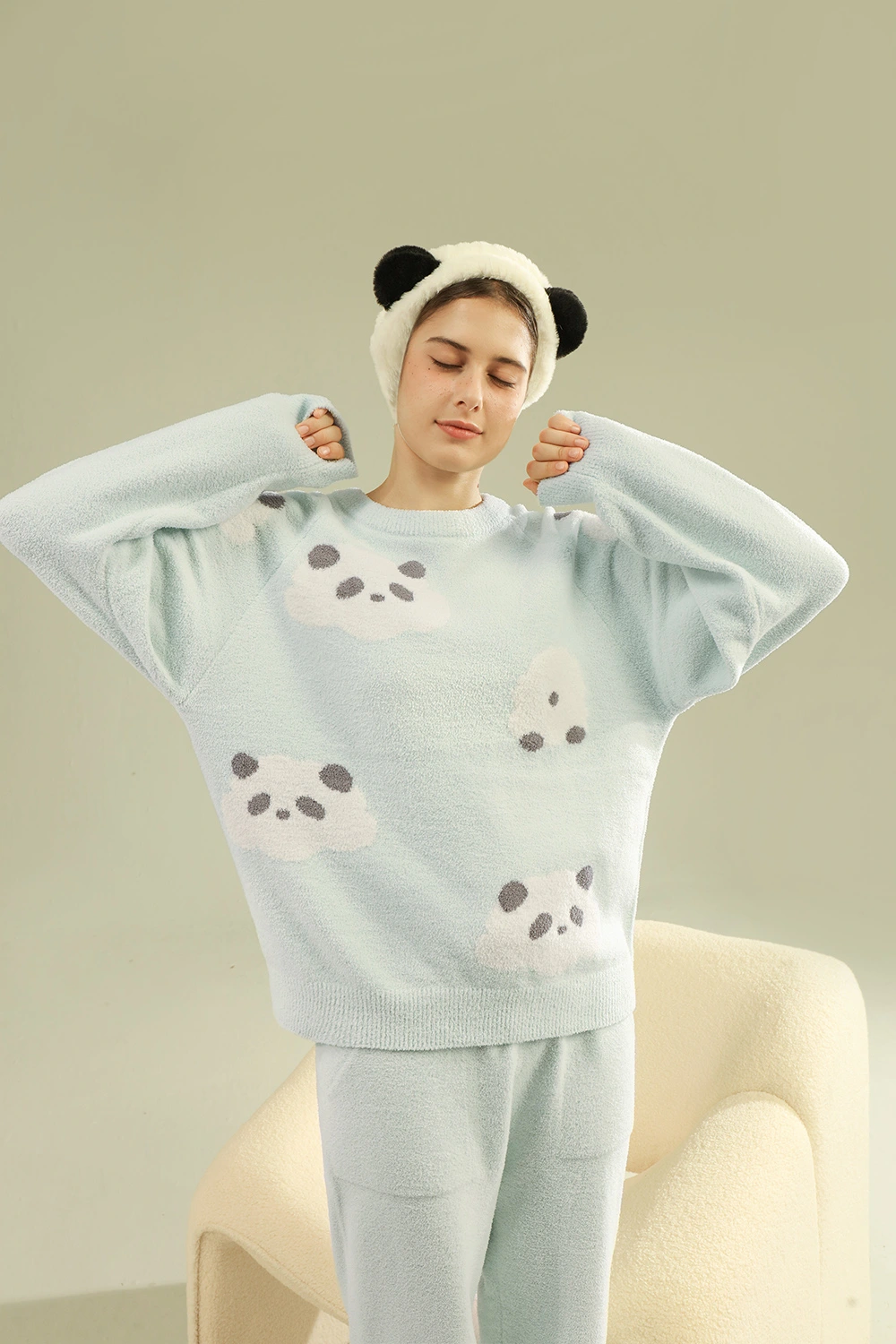 Winter Panda Graphic Cute Pajamas Sets
