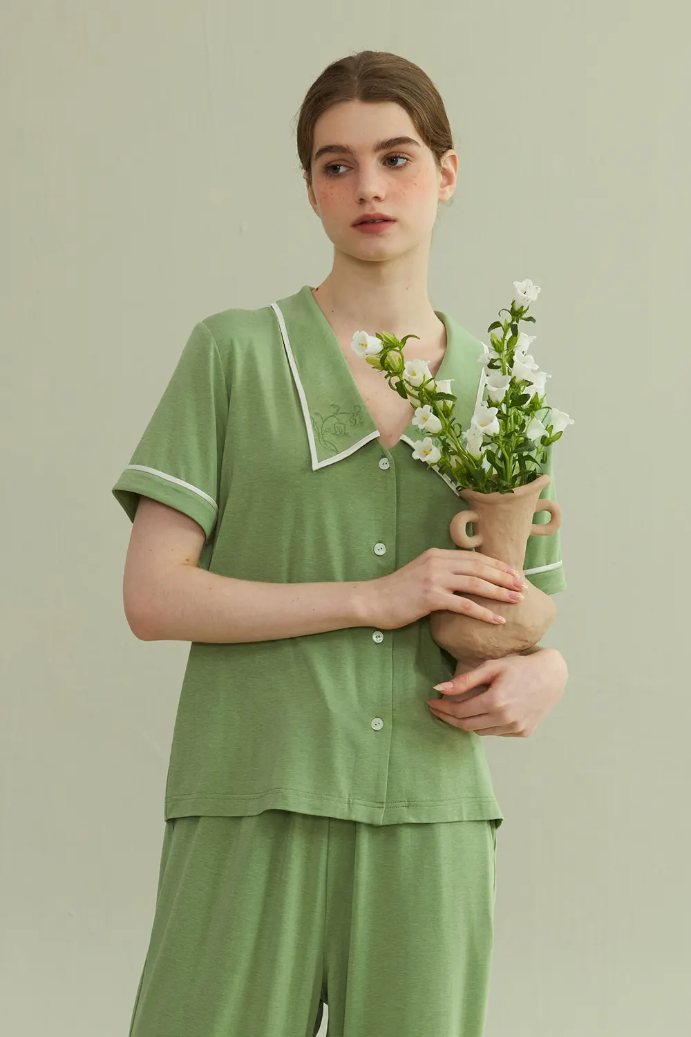 Modal Cooling Embroidery Pajamas Sets