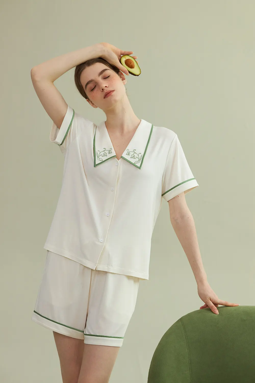 Modal Cooling Embroidery Pajamas Sets