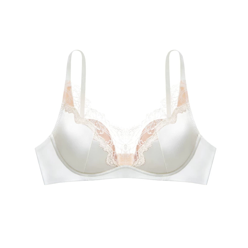 Satin Lace Deep V Bra