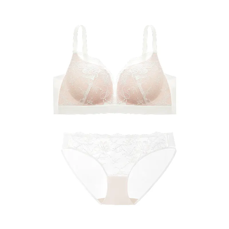 Lace Push Up Plunge Floral Bras Set