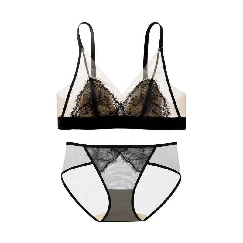 Summer Lace Thin Triangle Cup Bra and Panty Sets