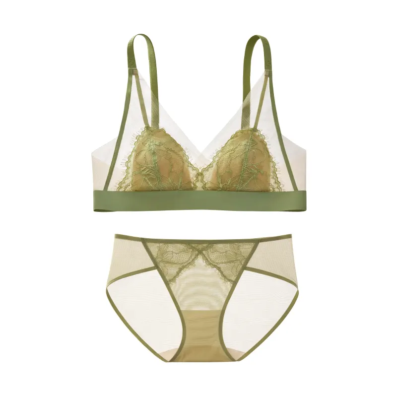 Summer Lace Thin Triangle Cup Bra and Panty Sets