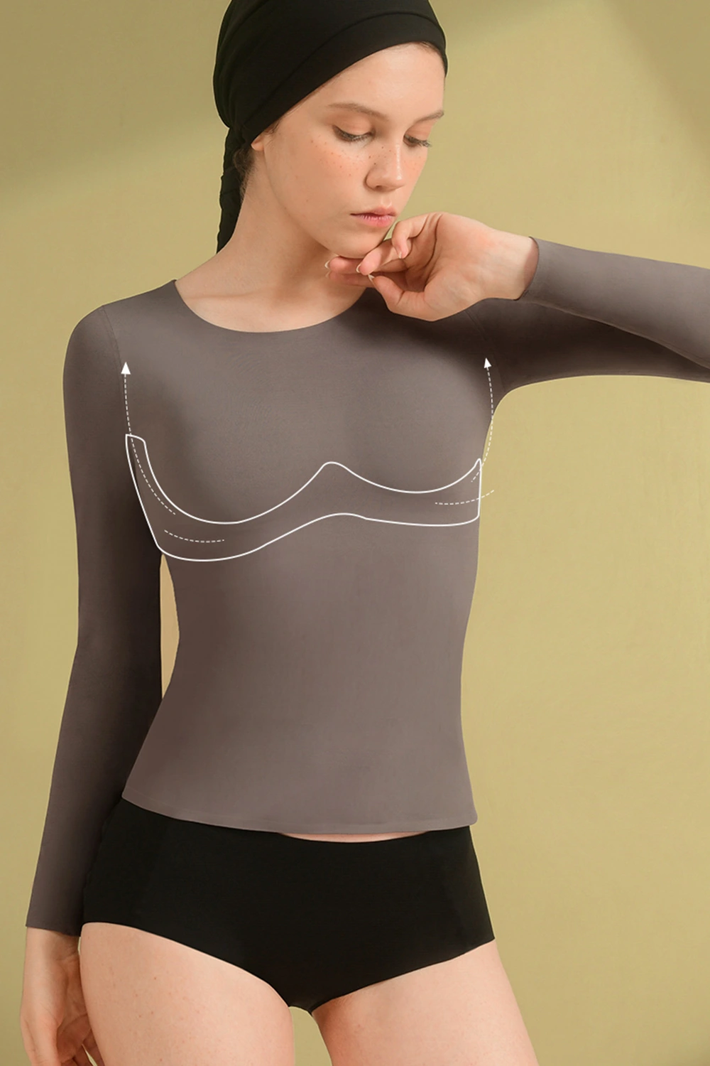 Long Sleeve Thermal Underwear Shirt with Bra