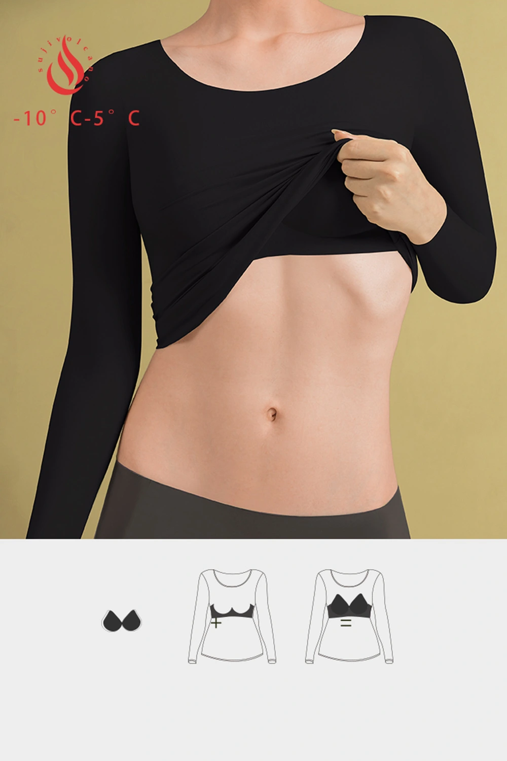 Long Sleeve Thermal Underwear Shirt with Bra