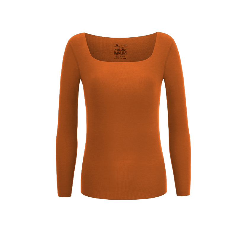Plus Size Square Neck Oversized Long Sleeve Thermal Underwear Tops