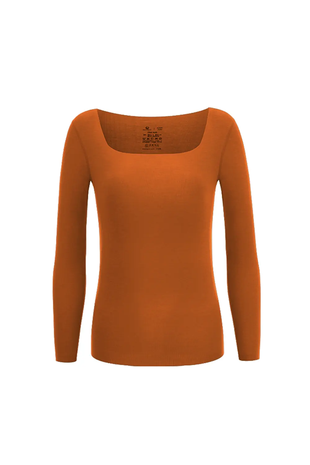 Plus Size Square Neck Oversized Long Sleeve Thermal Underwear Tops