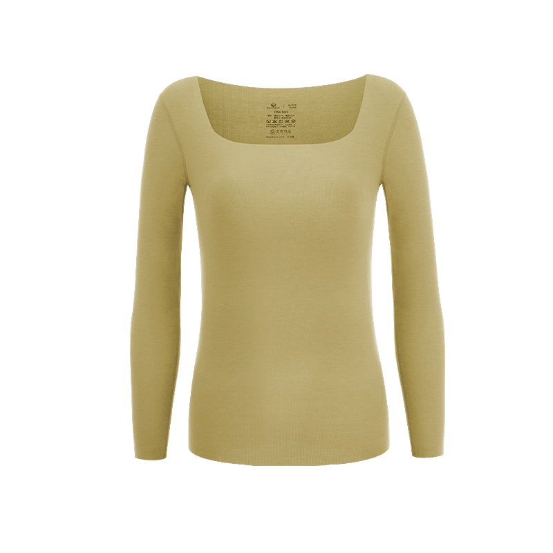 Plus Size Square Neck Oversized Long Sleeve Thermal Underwear Tops