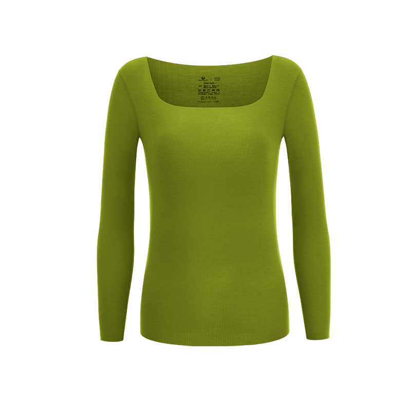 Plus Size Square Neck Oversized Long Sleeve Thermal Underwear Tops
