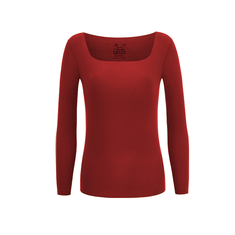 Plus Size Square Neck Oversized Long Sleeve Thermal Underwear Tops