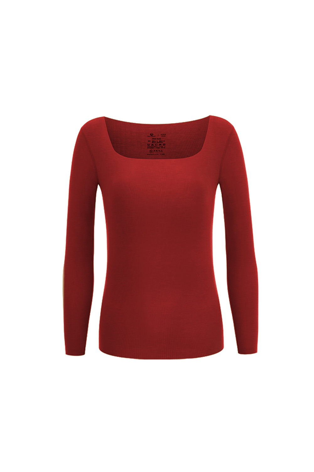 Plus Size Square Neck Oversized Long Sleeve Thermal Underwear Tops