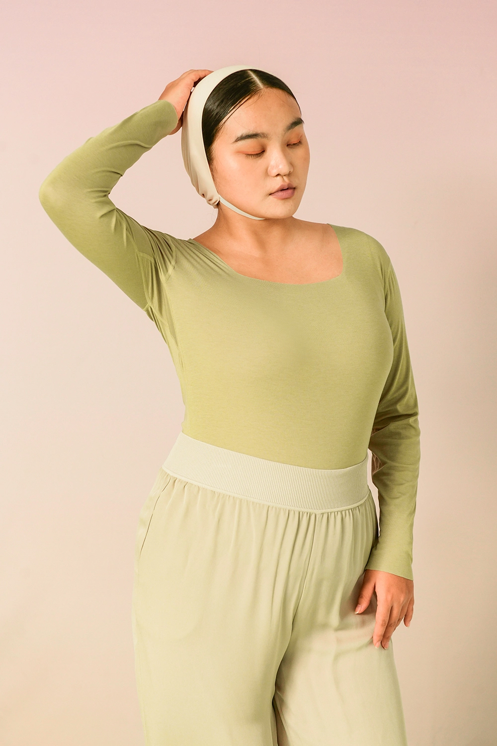Plus Size Square Neck Oversized Long Sleeve Thermal Underwear Tops