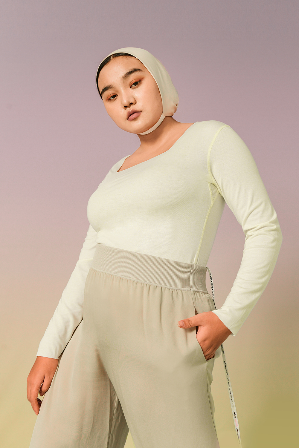 Plus Size Square Neck Oversized Long Sleeve Thermal Underwear Tops