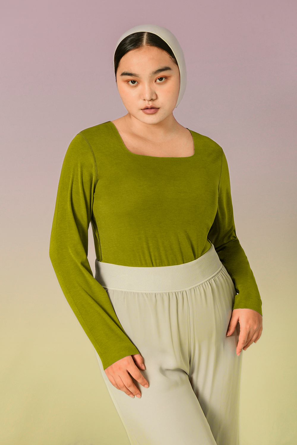 Plus Size Square Neck Oversized Long Sleeve Thermal Underwear Tops