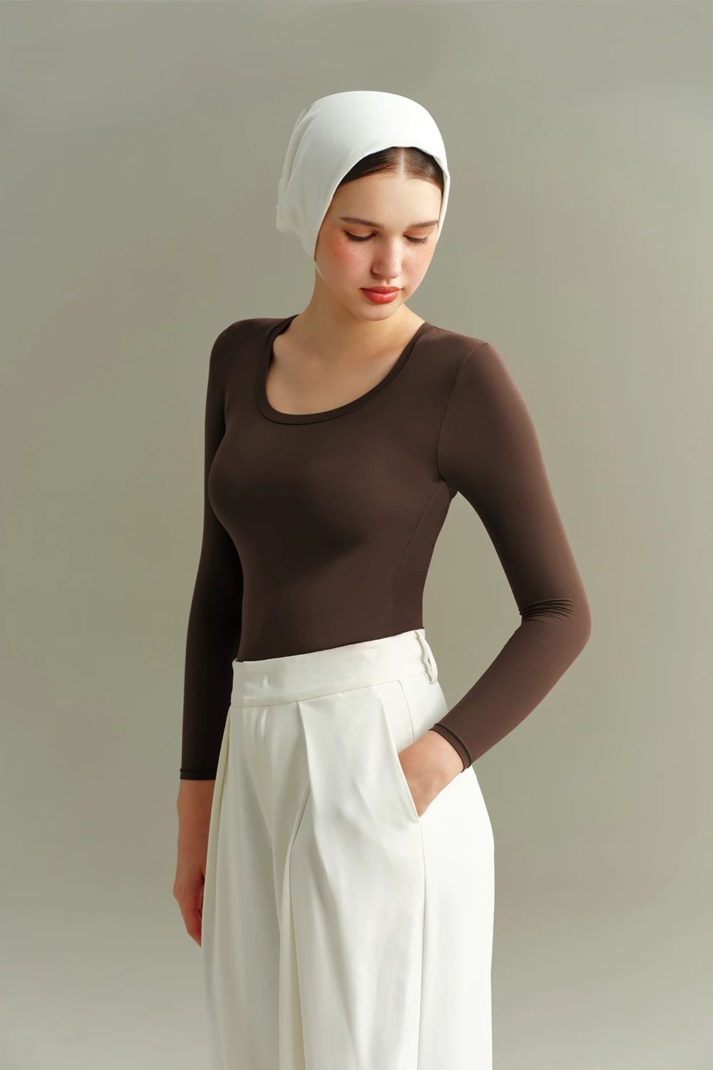 Crew Neck Long Sleeve Thin Bottoming Hermal T-Shirt Tops