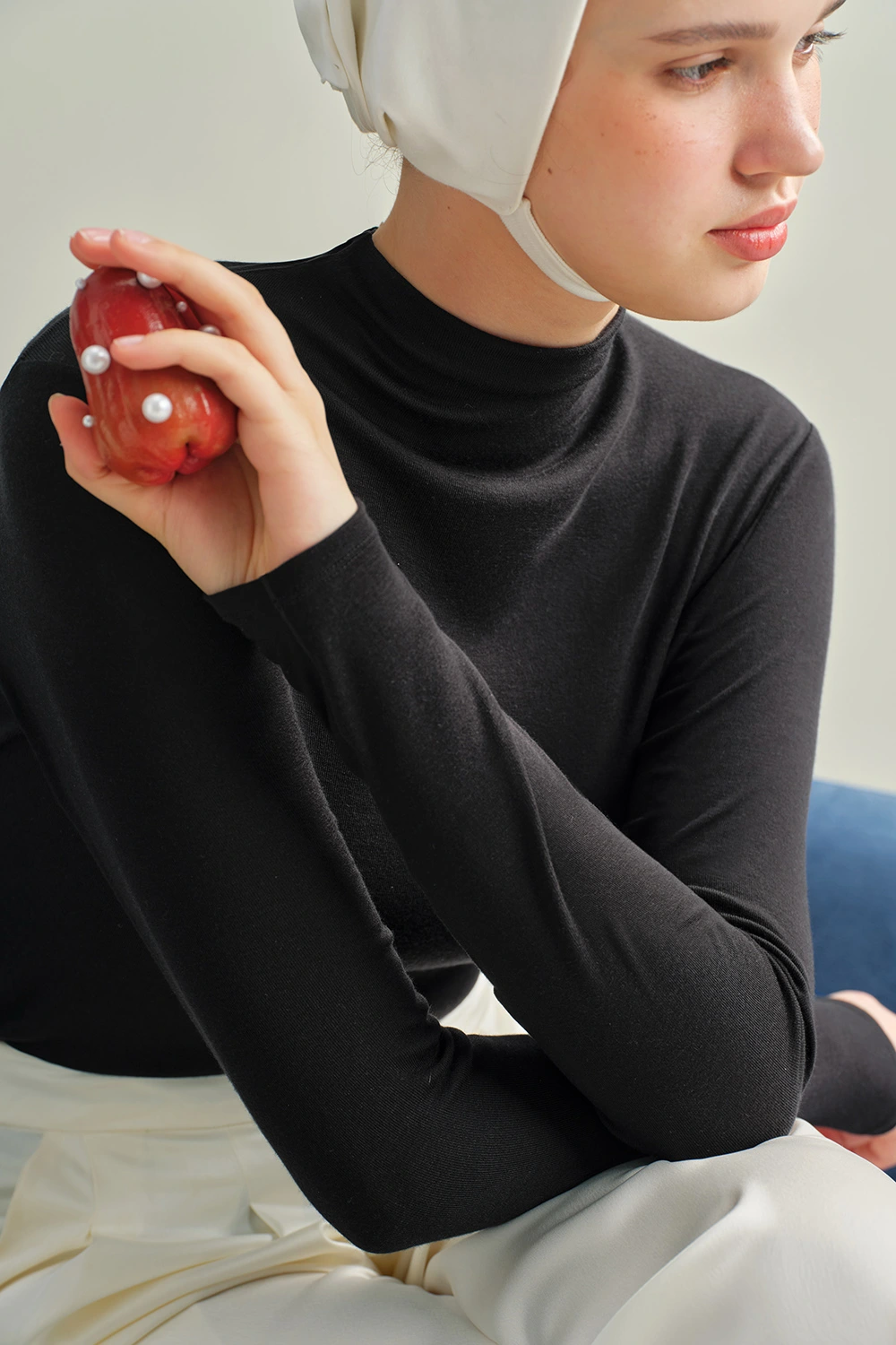 Lyocell Wool Long Sleeve Mock Neck Thermal Underwear Tops