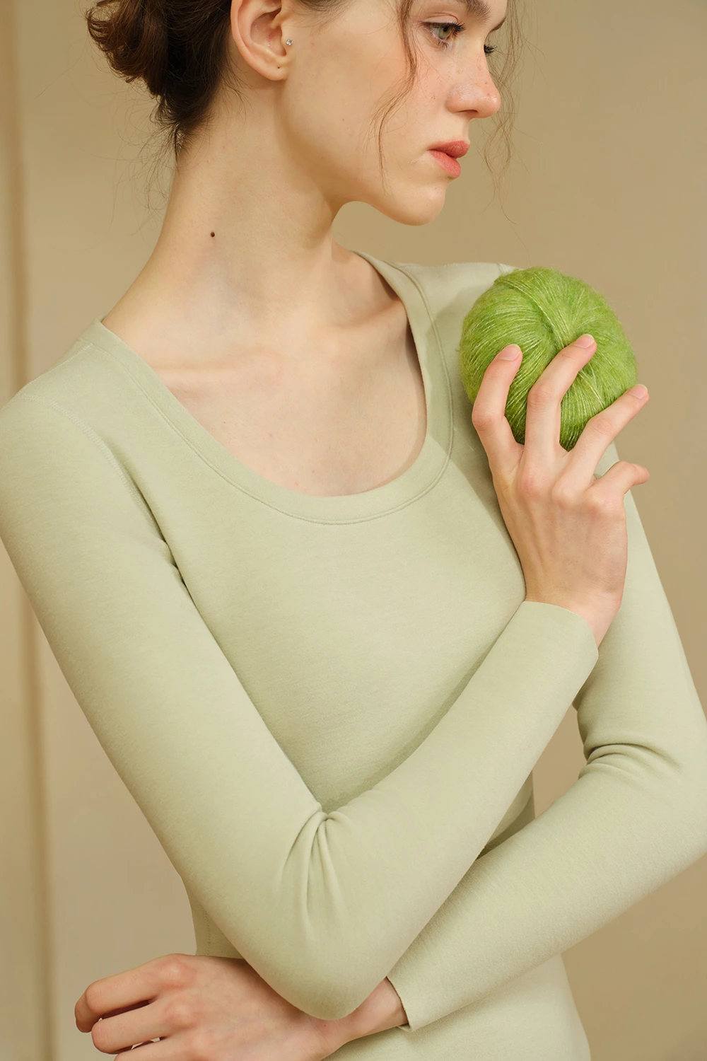 Fleece Long Sleeve Crew Neck Cashmere Thermal Underwear Tops