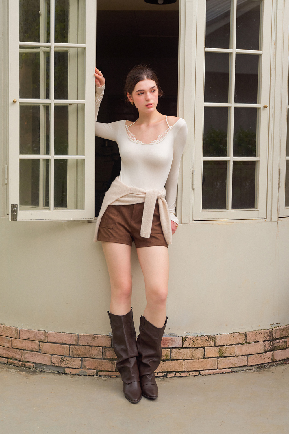 2 in 1 Lace Spliced Thermal Underwear