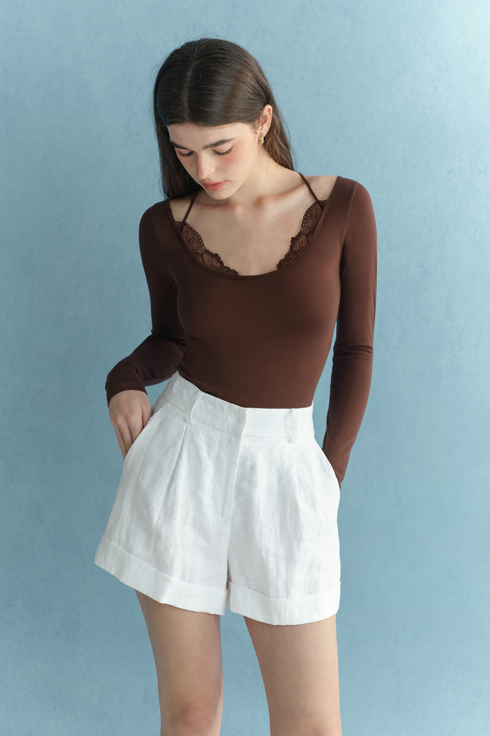 2 in 1 Lace Spliced Thermal Underwear