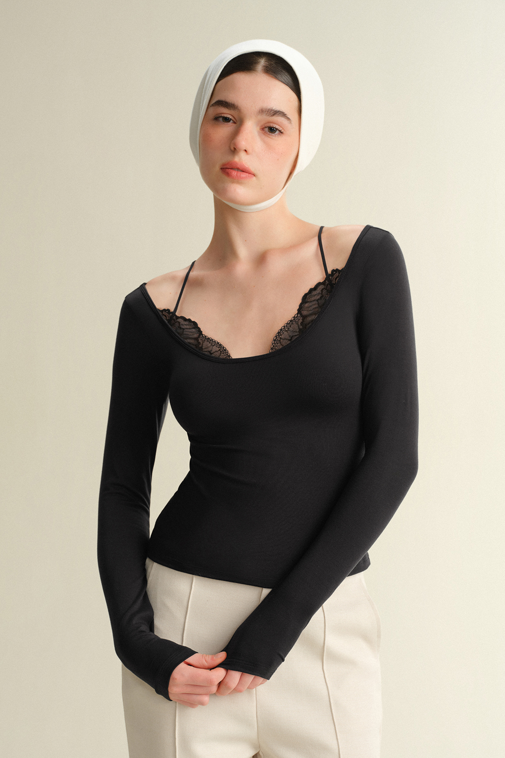 2 in 1 Lace Spliced Thermal Underwear