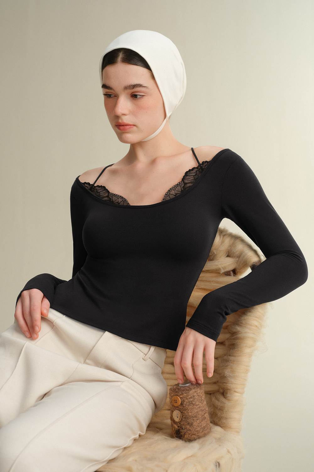 2 in 1 Lace Spliced Thermal Underwear